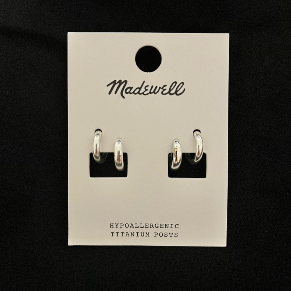 Madewell Chunky Double Hoop Silver Earrings